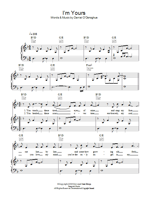 The Script I'm Yours Sheet Music Notes & Chords for Piano, Vocal & Guitar - Download or Print PDF