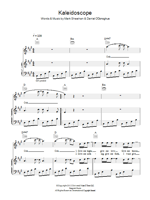 The Script Kaleidoscope Sheet Music Notes & Chords for Piano, Vocal & Guitar (Right-Hand Melody) - Download or Print PDF