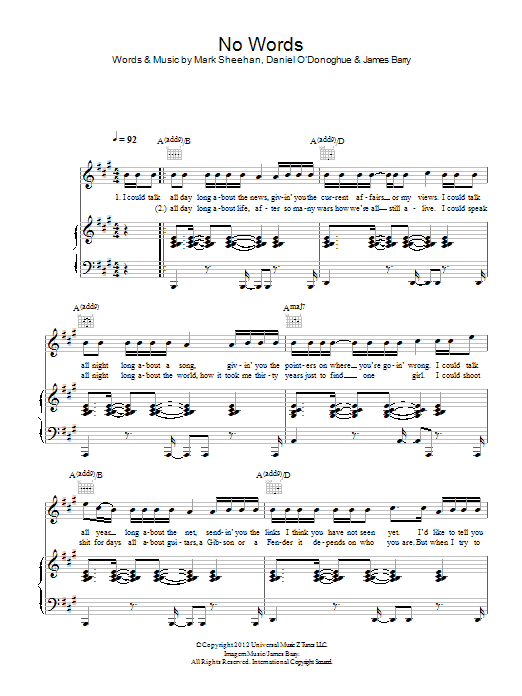 The Script No Words Sheet Music Notes & Chords for Piano, Vocal & Guitar (Right-Hand Melody) - Download or Print PDF
