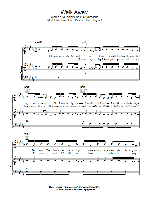 The Script Walk Away Sheet Music Notes & Chords for Piano, Vocal & Guitar (Right-Hand Melody) - Download or Print PDF