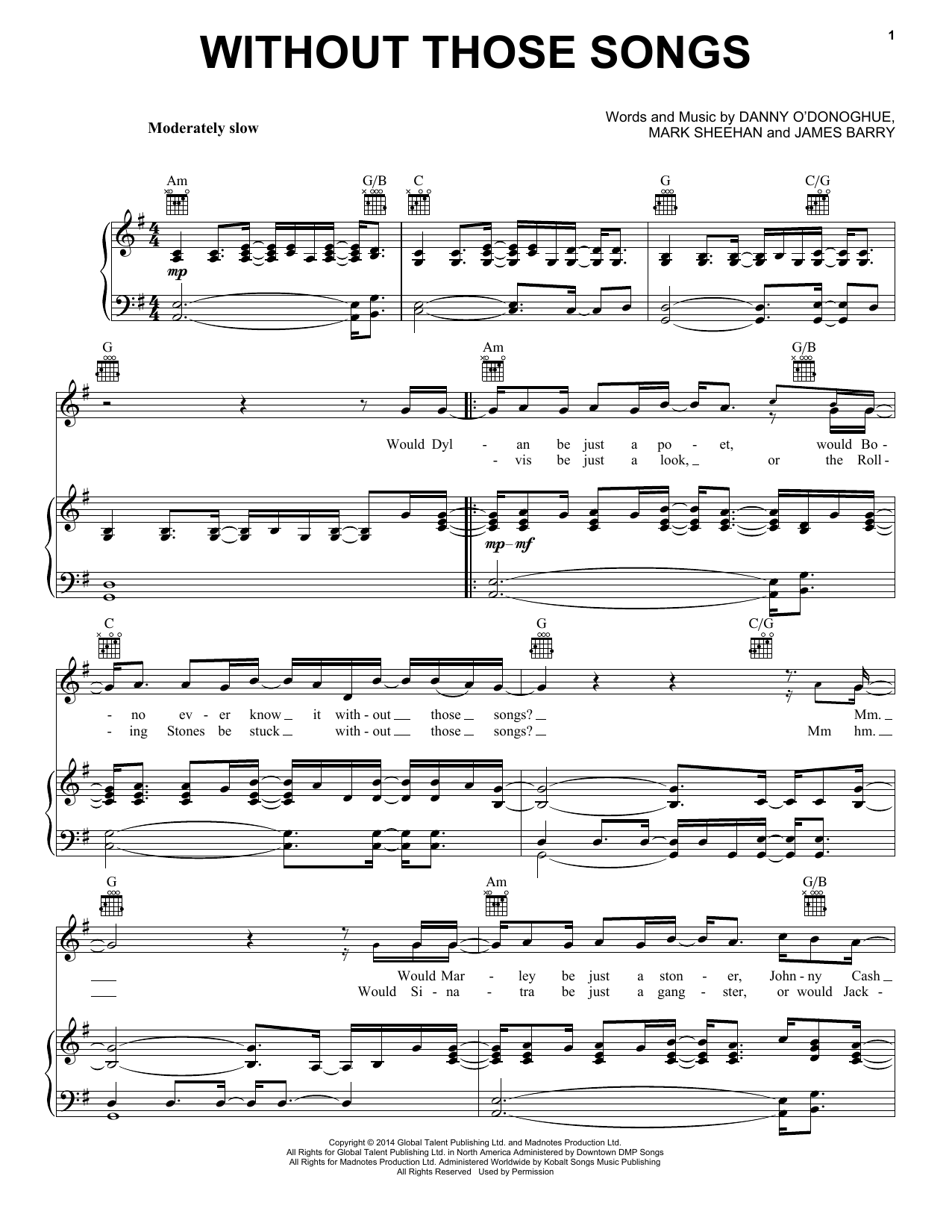 The Script Without Those Songs Sheet Music Notes & Chords for Piano, Vocal & Guitar (Right-Hand Melody) - Download or Print PDF