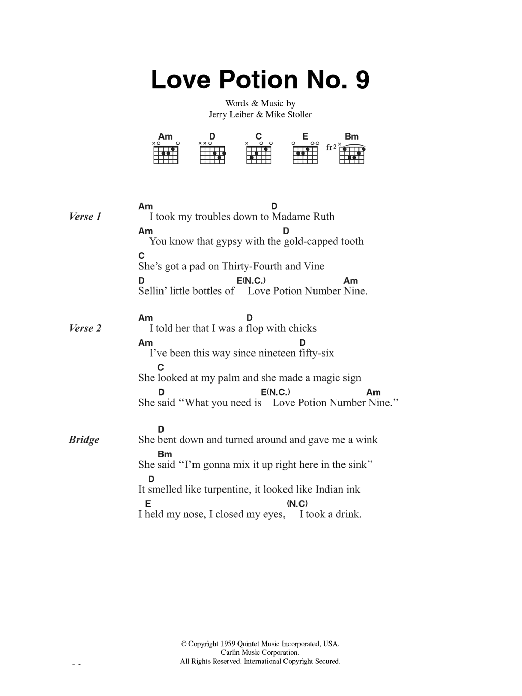 The Searchers Love Potion No 9 Sheet Music Notes & Chords for Lyrics & Chords - Download or Print PDF