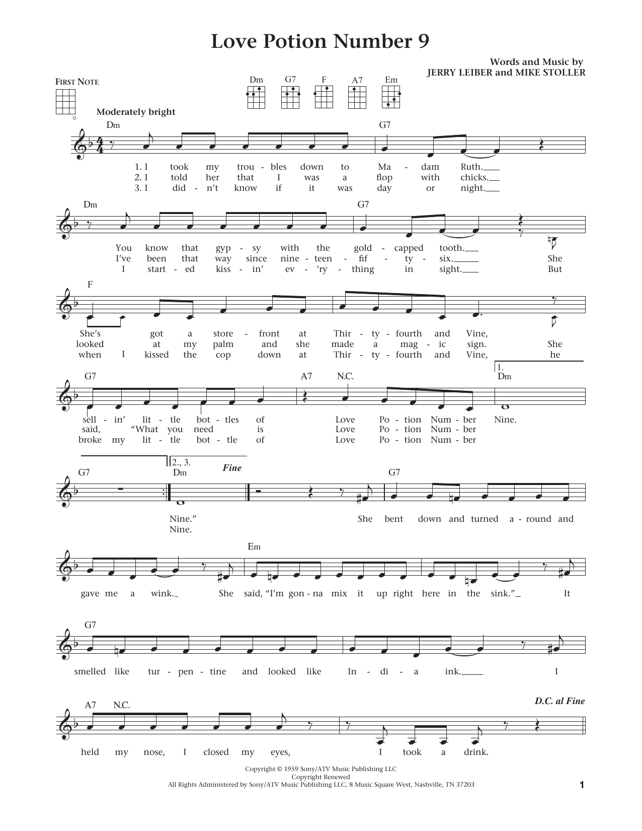 The Searchers Love Potion Number 9 (from The Daily Ukulele) (arr. Liz and Jim Beloff) Sheet Music Notes & Chords for Ukulele - Download or Print PDF The Searchers Love Potion Number 9 (from The Daily Ukulele) (arr. Liz and Jim Beloff) Sheet Music Notes & Chords for Ukulele - Download or Print PDF