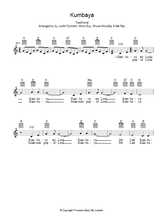 The Seekers Kumbaya Sheet Music Notes & Chords for Lead Sheet / Fake Book - Download or Print PDF