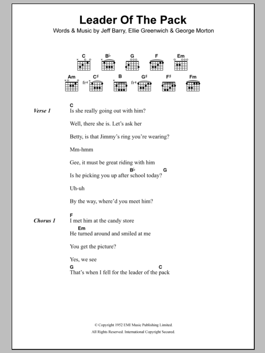 The Shangri-Las Leader Of The Pack Sheet Music Notes & Chords for Violin - Download or Print PDF