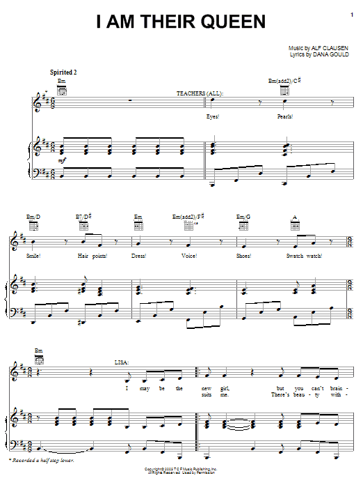 The Simpsons I Am Their Queen Sheet Music Notes & Chords for Piano, Vocal & Guitar (Right-Hand Melody) - Download or Print PDF