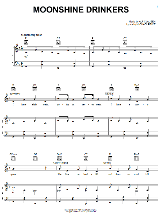 The Simpsons Moonshine Drinkers Sheet Music Notes & Chords for Piano, Vocal & Guitar (Right-Hand Melody) - Download or Print PDF