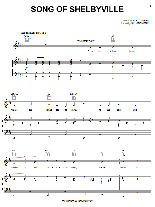 The Simpsons Song Of Shelbyville Sheet Music Notes & Chords for Piano, Vocal & Guitar (Right-Hand Melody) - Download or Print PDF