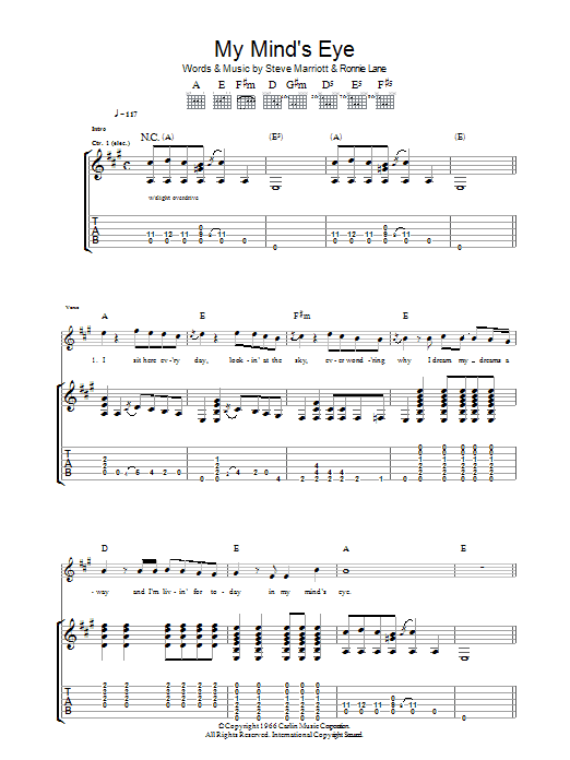 The Small Faces My Mind's Eye Sheet Music Notes & Chords for Guitar Tab - Download or Print PDF