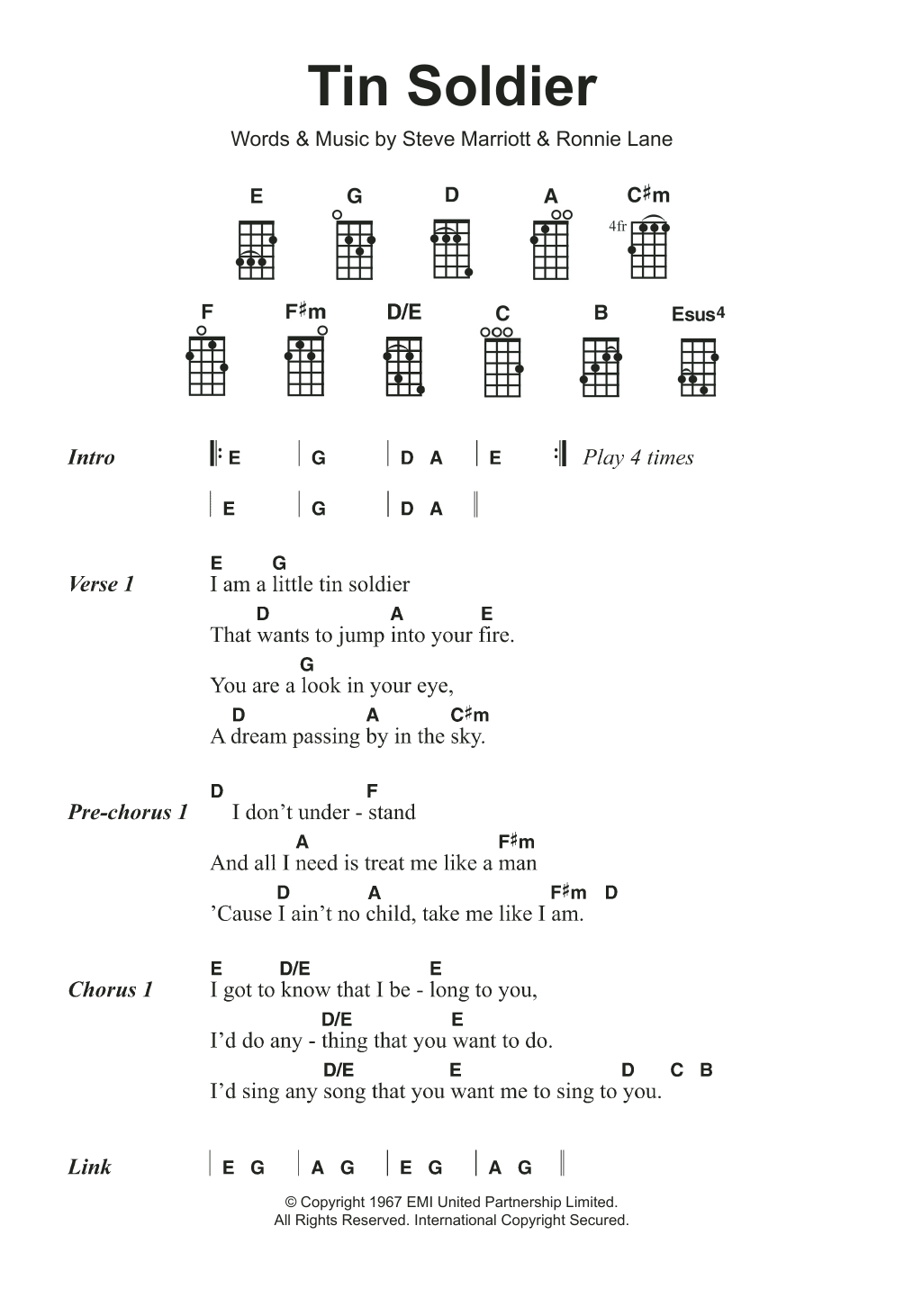 The Small Faces Tin Soldier Sheet Music Notes & Chords for Ukulele - Download or Print PDF