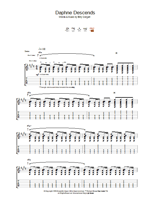 The Smashing Pumpkins Daphne Descends Sheet Music Notes & Chords for Guitar Tab - Download or Print PDF