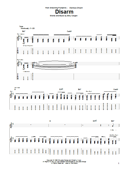 The Smashing Pumpkins Disarm Sheet Music Notes & Chords for Guitar Tab - Download or Print PDF