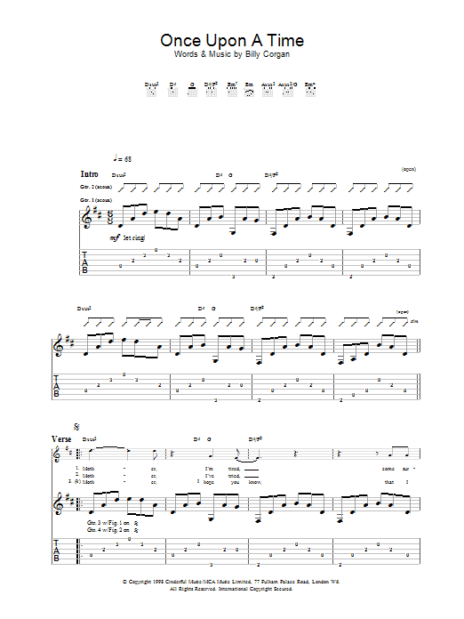 The Smashing Pumpkins Once Upon A Time Sheet Music Notes & Chords for Guitar Tab - Download or Print PDF