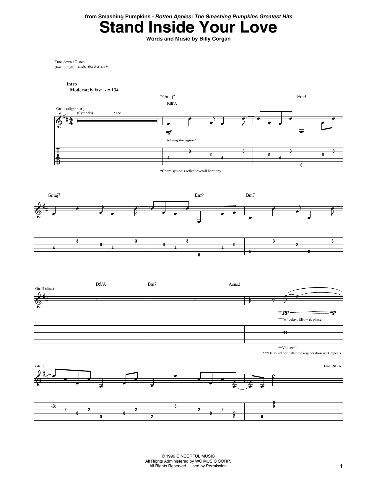 The Smashing Pumpkins Stand Inside Your Love Sheet Music Notes & Chords for Guitar Tab - Download or Print PDF