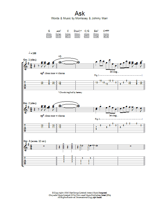 The Smiths Ask Sheet Music Notes & Chords for Guitar Tab - Download or Print PDF