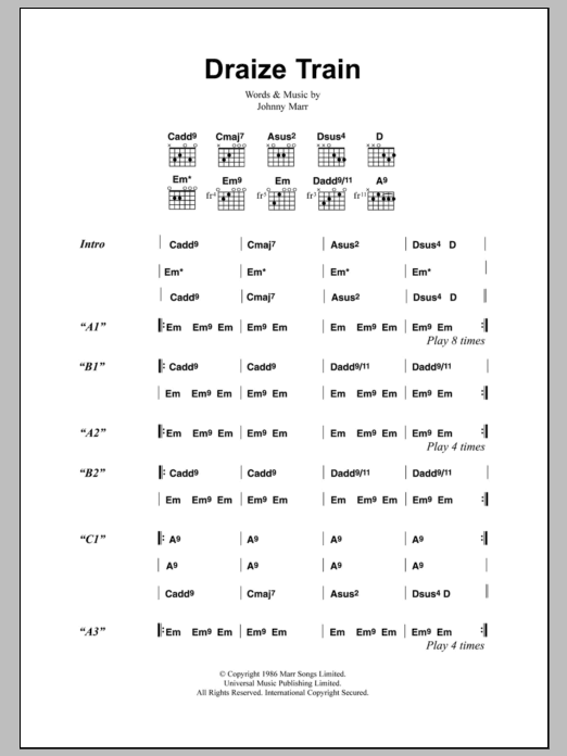 The Smiths Draize Train Sheet Music Notes & Chords for Lyrics & Chords - Download or Print PDF