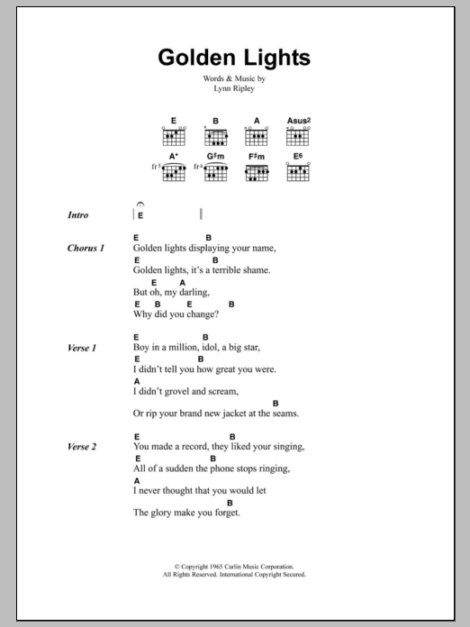 The Smiths Golden Lights Sheet Music Notes & Chords for Lyrics & Chords - Download or Print PDF