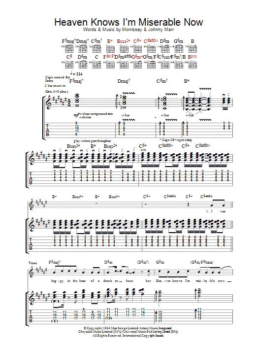 The Smiths Heaven Knows I'm Miserable Now Sheet Music Notes & Chords for Ukulele with strumming patterns - Download or Print PDF
