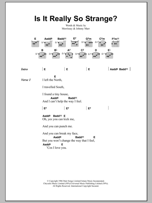 The Smiths Is It Really So Strange? Sheet Music Notes & Chords for Lyrics & Chords - Download or Print PDF