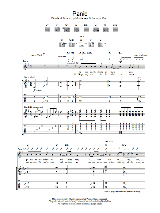 The Smiths Panic Sheet Music Notes & Chords for Lead Sheet / Fake Book - Download or Print PDF