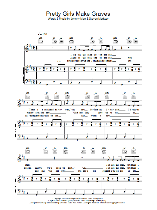 The Smiths Pretty Girls Make Graves Sheet Music Notes & Chords for Piano, Vocal & Guitar - Download or Print PDF