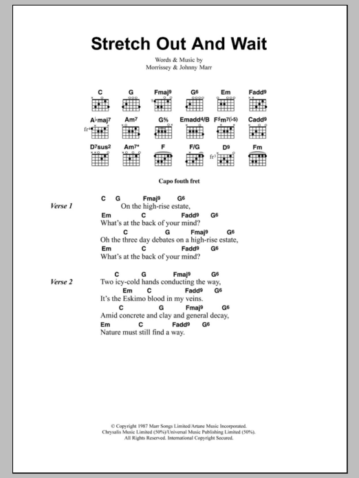 The Smiths Stretch Out And Wait Sheet Music Notes & Chords for Lyrics & Chords - Download or Print PDF