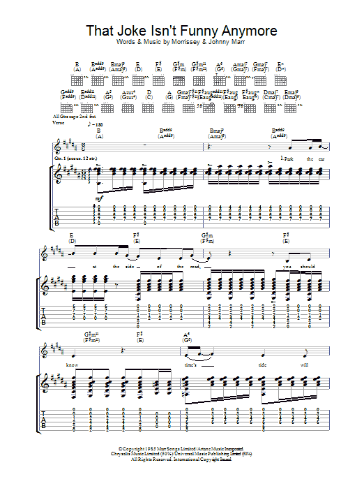 The Smiths That Joke Isn't Funny Anymore Sheet Music Notes & Chords for Guitar Tab - Download or Print PDF