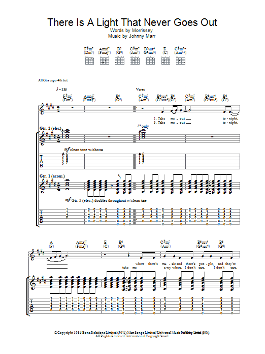 The Smiths There Is A Light That Never Goes Out Sheet Music Notes & Chords for Lead Sheet / Fake Book - Download or Print PDF