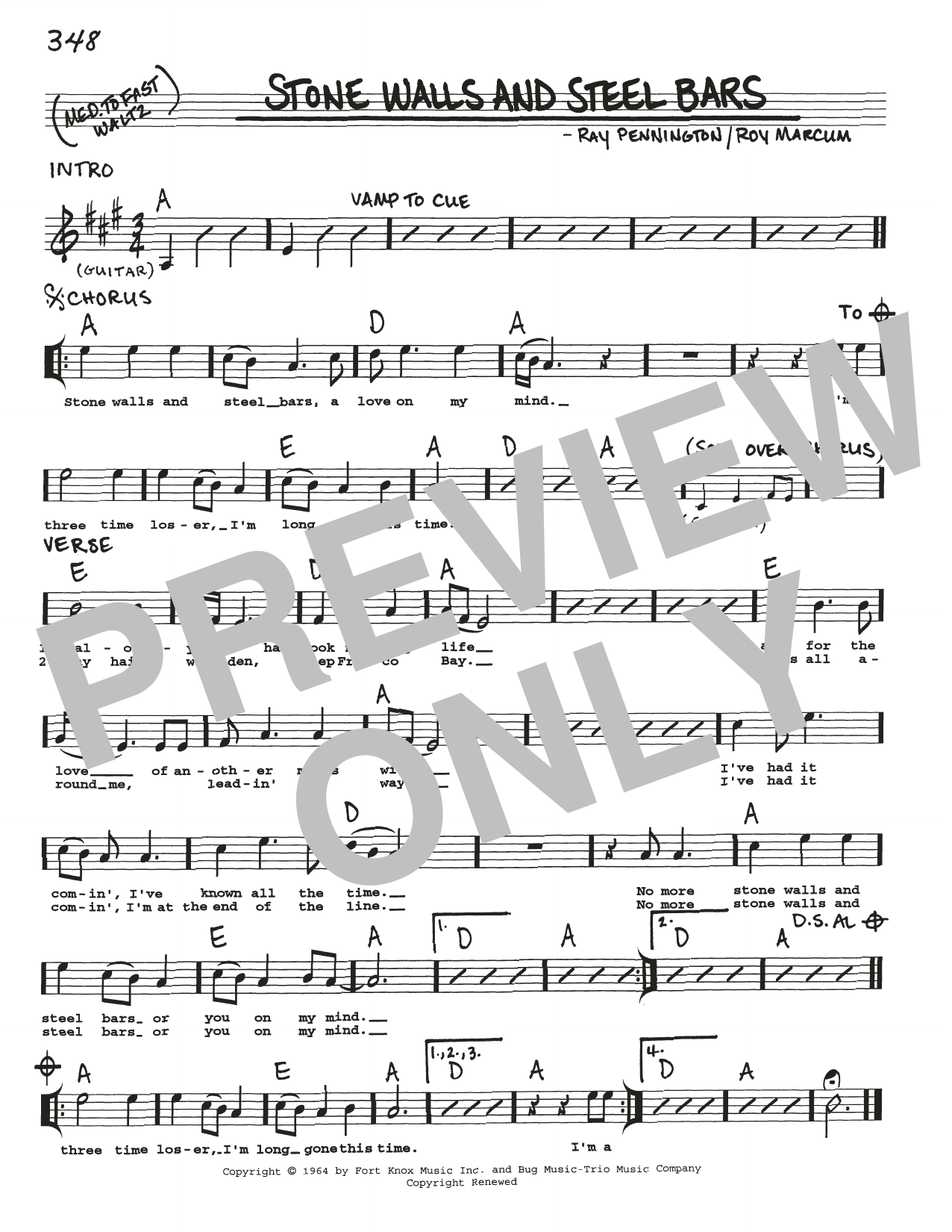 The Stanley Brothers Stone Walls And Steel Bars Sheet Music Notes & Chords for Real Book – Melody, Lyrics & Chords - Download or Print PDF
