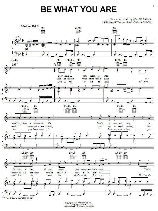 The Staple Singers Be What You Are Sheet Music Notes & Chords for Piano, Vocal & Guitar (Right-Hand Melody) - Download or Print PDF