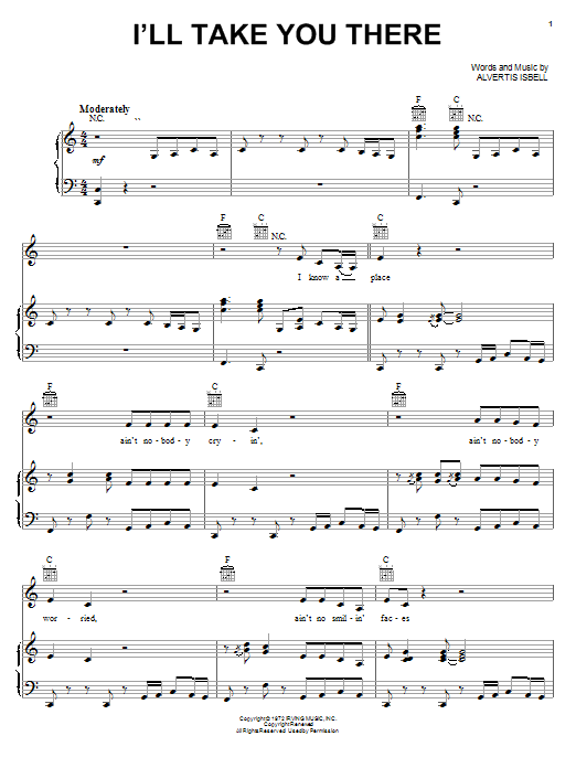 The Staple Singers I'll Take You There sheet music notes and chords. Download Printable PDF.