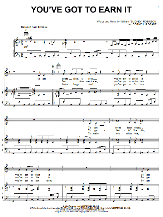 The Staple Singers You've Got To Earn It Sheet Music Notes & Chords for Piano, Vocal & Guitar (Right-Hand Melody) - Download or Print PDF