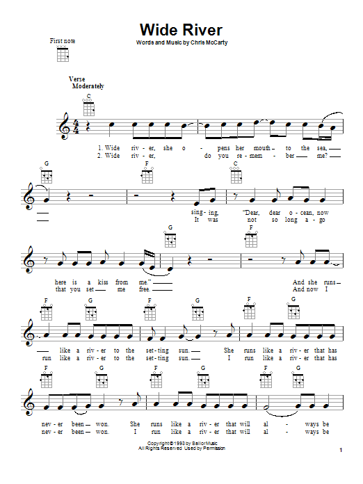 The Steve Miller Band Wide River Sheet Music Notes & Chords for Ukulele - Download or Print PDF