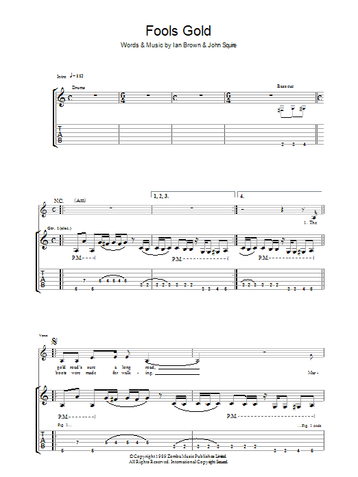 The Stone Roses Fool's Gold Sheet Music Notes & Chords for Guitar Chords/Lyrics - Download or Print PDF