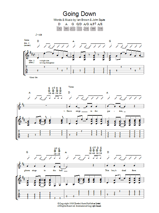 The Stone Roses Going Down Sheet Music Notes & Chords for Lyrics & Chords - Download or Print PDF