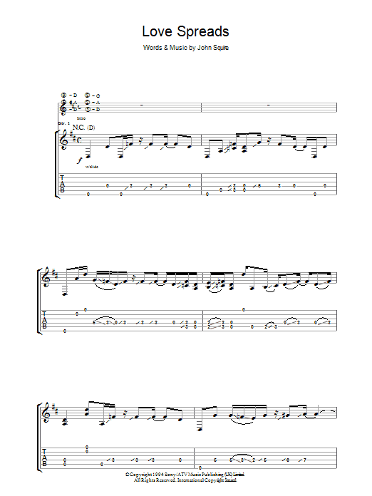 The Stone Roses Love Spreads Sheet Music Notes & Chords for Guitar Tab - Download or Print PDF