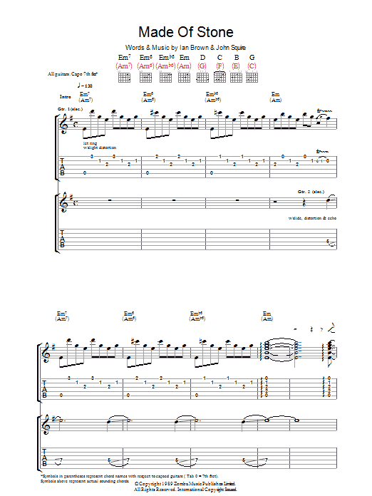 The Stone Roses Made Of Stone Sheet Music Notes & Chords for Lyrics & Chords - Download or Print PDF