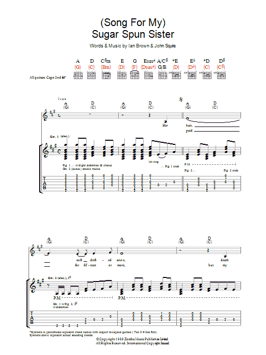 The Stone Roses (Song For My) Sugar Spun Sister Sheet Music Notes & Chords for Guitar Tab - Download or Print PDF
