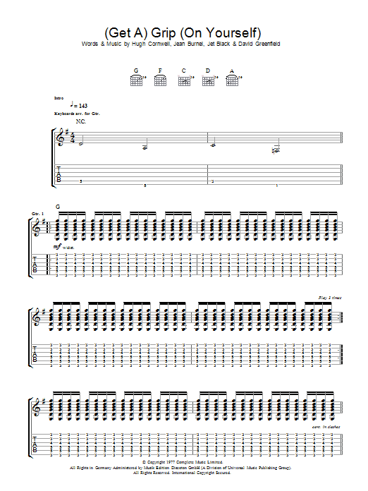 The Stranglers (Get A) Grip (On Yourself) Sheet Music Notes & Chords for Guitar Tab - Download or Print PDF