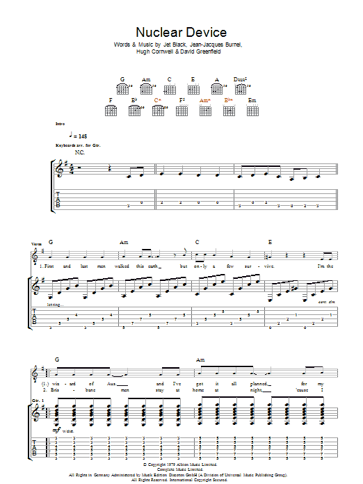 The Stranglers Nuclear Device Sheet Music Notes & Chords for Guitar Tab - Download or Print PDF