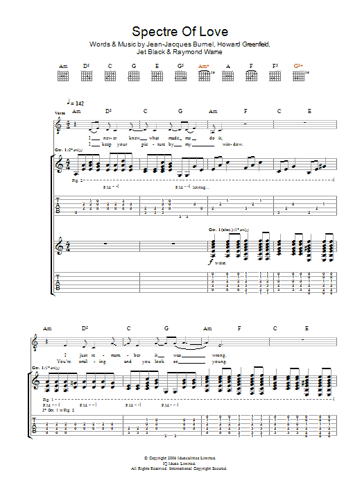 The Stranglers The Spectre Of Love Sheet Music Notes & Chords for Guitar Tab - Download or Print PDF