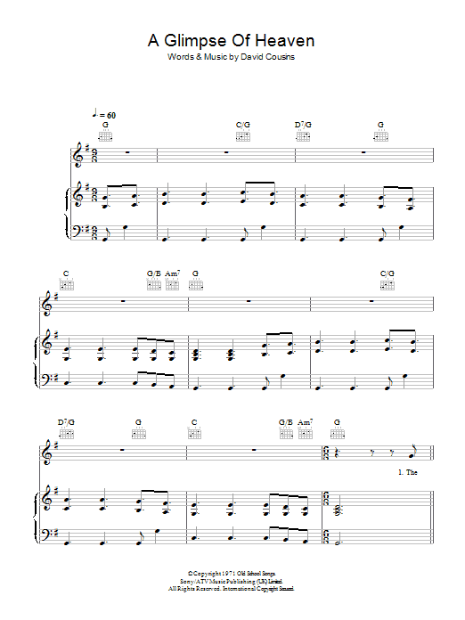 The Strawbs A Glimpse Of Heaven Sheet Music Notes & Chords for Piano, Vocal & Guitar - Download or Print PDF