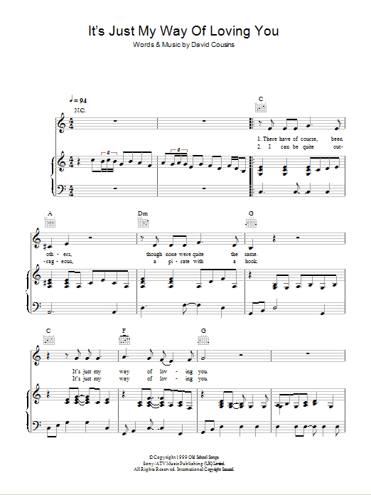 The Strawbs It's Just My Way Of (Loving You) Sheet Music Notes & Chords for Piano, Vocal & Guitar - Download or Print PDF