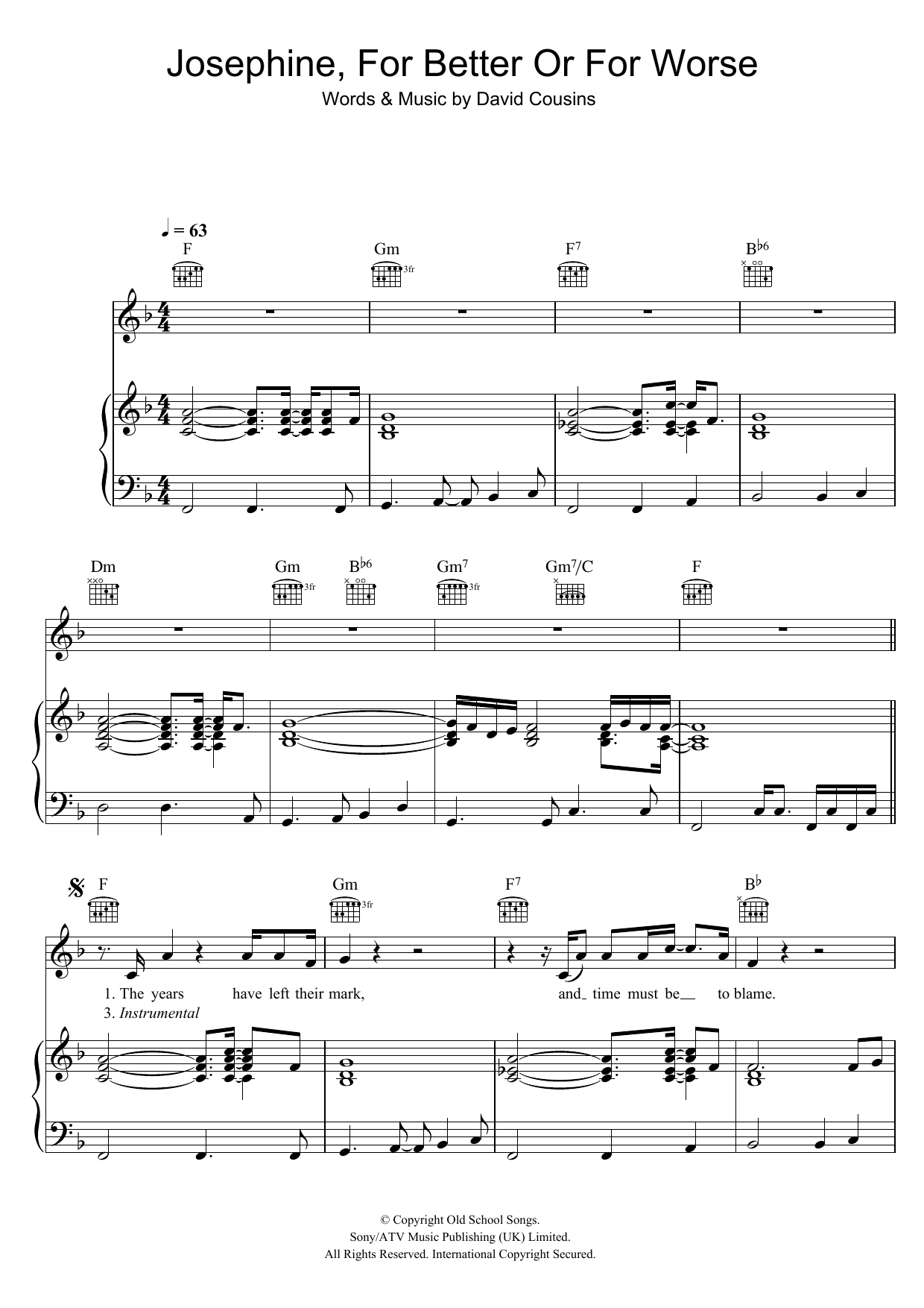 The Strawbs Josephine, For Better Or For Worse Sheet Music Notes & Chords for Piano, Vocal & Guitar - Download or Print PDF