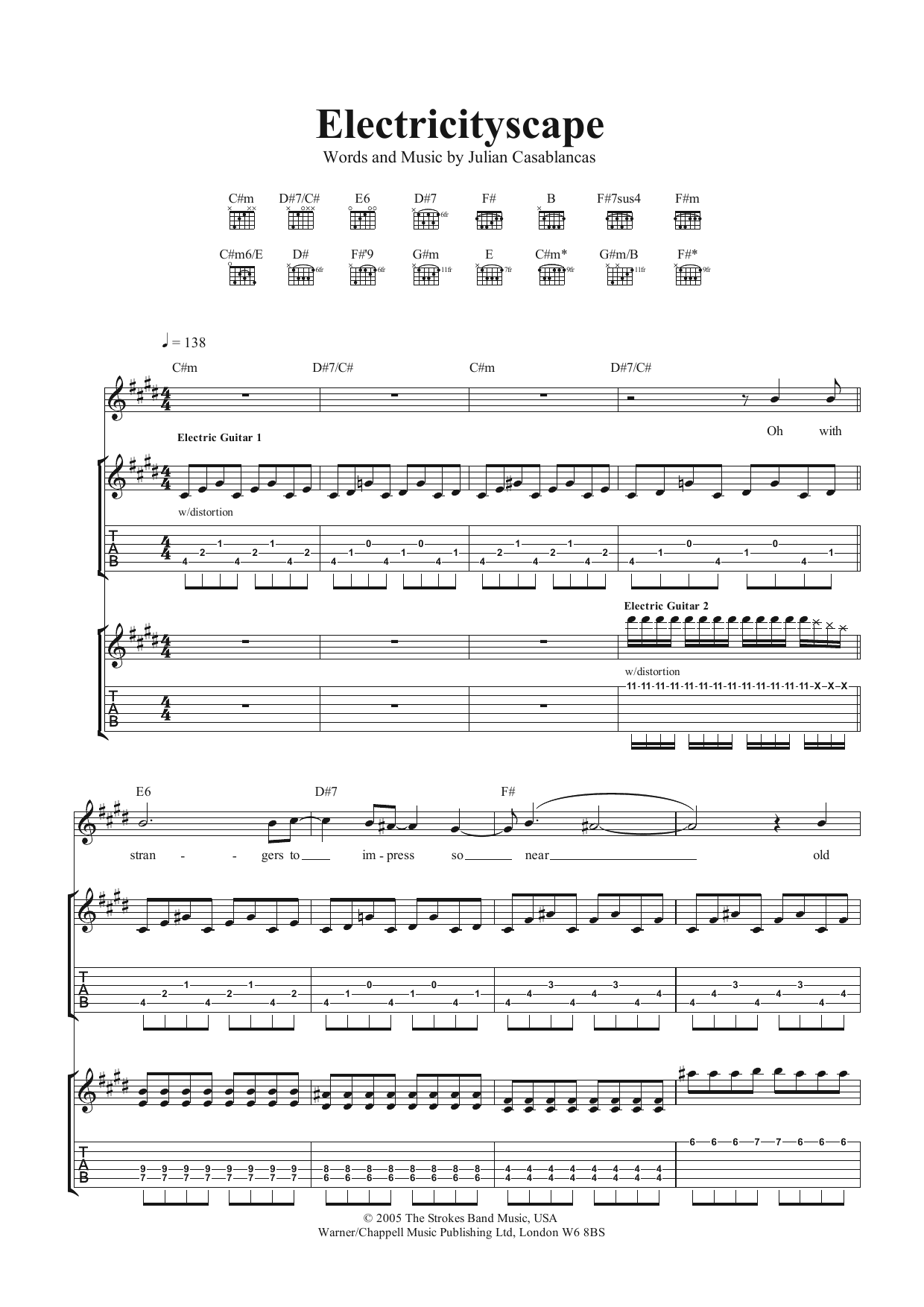 The Strokes Electricityscape Sheet Music Notes & Chords for Guitar Tab - Download or Print PDF