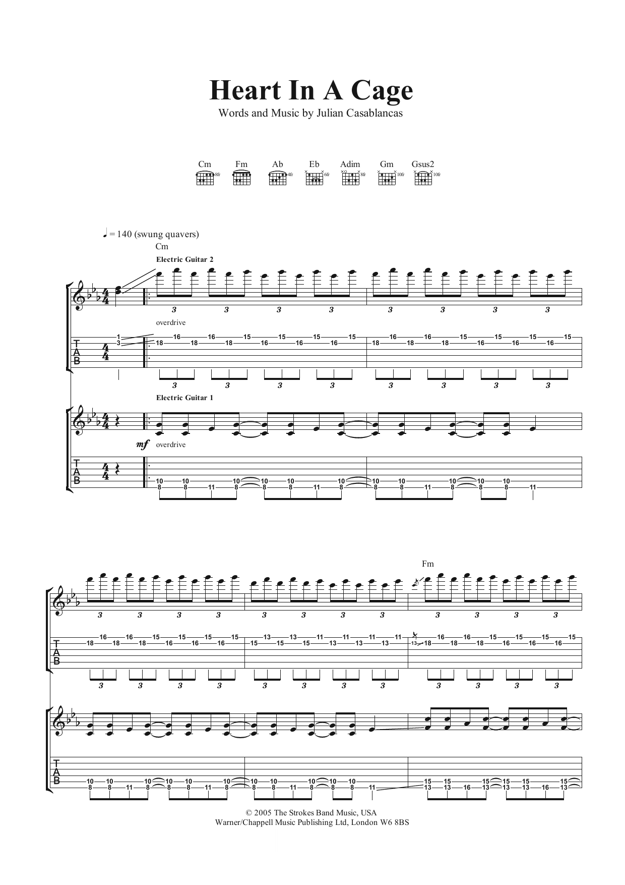 The Strokes Heart In A Cage Sheet Music Notes & Chords for Guitar Tab - Download or Print PDF The Strokes Heart In A Cage Sheet Music Notes & Chords for Guitar Tab - Download or Print PDF