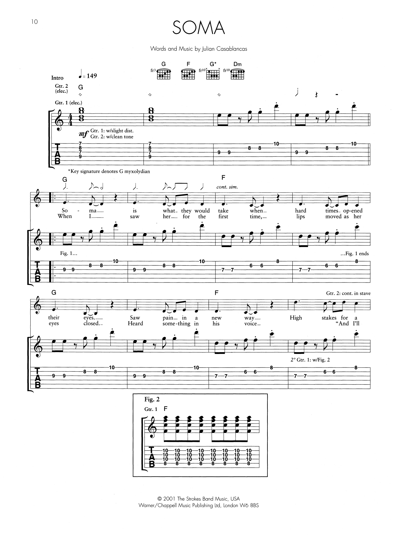 The Strokes Soma Sheet Music Notes & Chords for Guitar Tab - Download or Print PDF