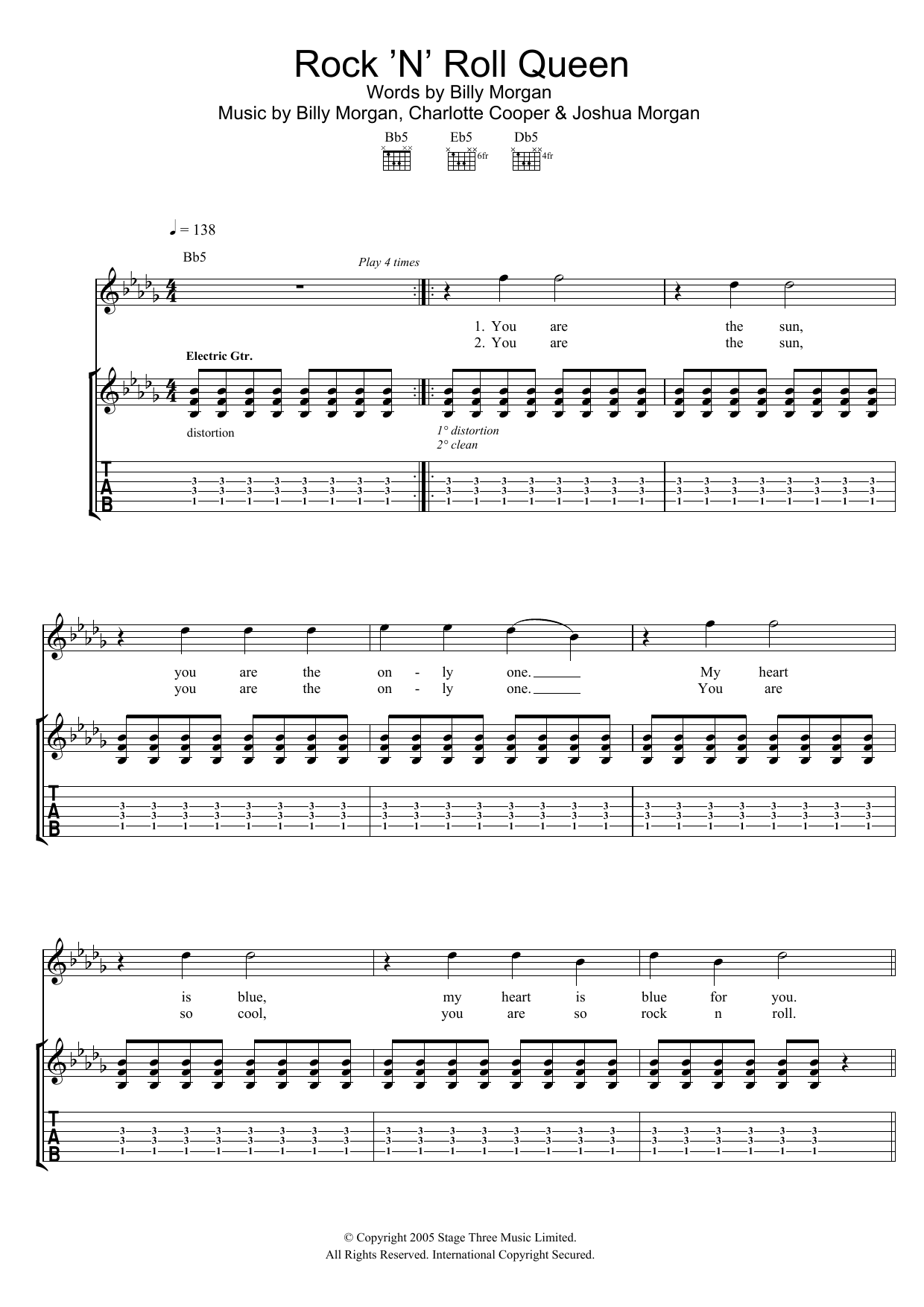 The Subways Rock 'N' Roll Queen Sheet Music Notes & Chords for Guitar Tab - Download or Print PDF