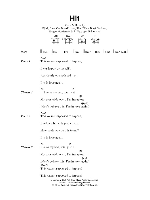 The Sugarcubes Hit Sheet Music Notes & Chords for Lyrics & Chords - Download or Print PDF