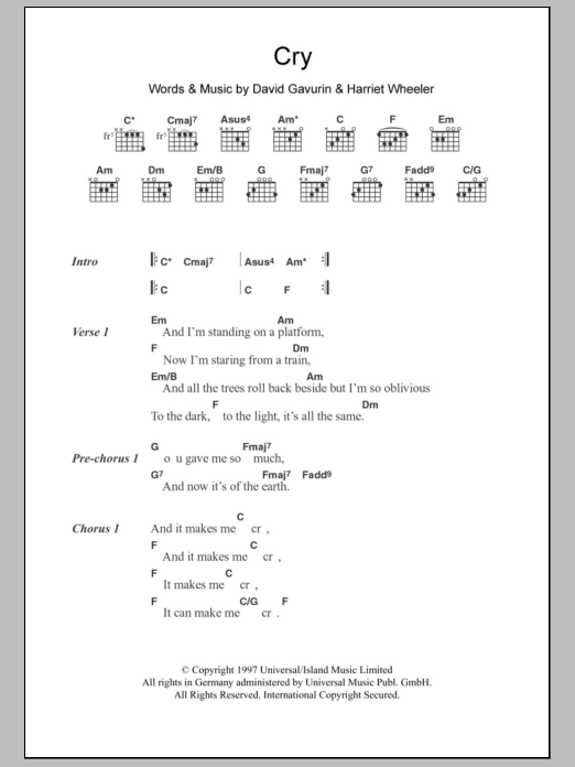 The Sundays Cry Sheet Music Notes & Chords for Lyrics & Chords - Download or Print PDF